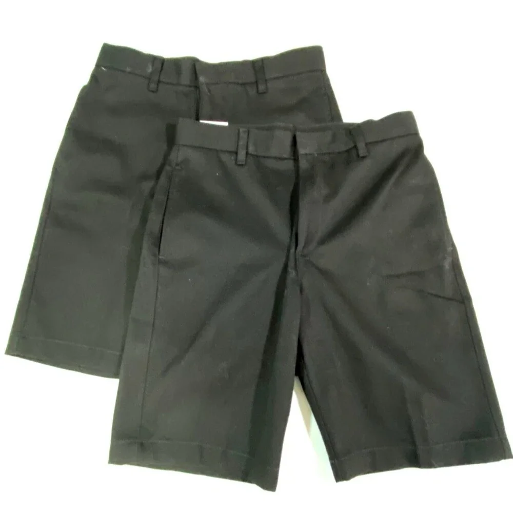 Mills Uniform Co Boy's Black Twill Shorts Lot 2 NWT Size 16 Reg Adj Waist